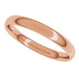 14K Rose 3 mm Lightweight Comfort-Fit European-Style Band Size 8