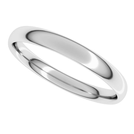 14K White 3 mm Comfort-Fit Lightweight European-Style Band Size 8.5