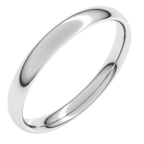 14K White 3 mm Comfort-Fit Lightweight European-Style Band Size 8.5