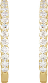 14K Yellow 3 CTW Natural Diamond Inside-Outside Hinged 30 mm Hoop Earrings