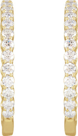 14K Yellow 3 CTW Lab-Grown Diamond Inside-Outside Hinged 30 mm Hoop Earrings