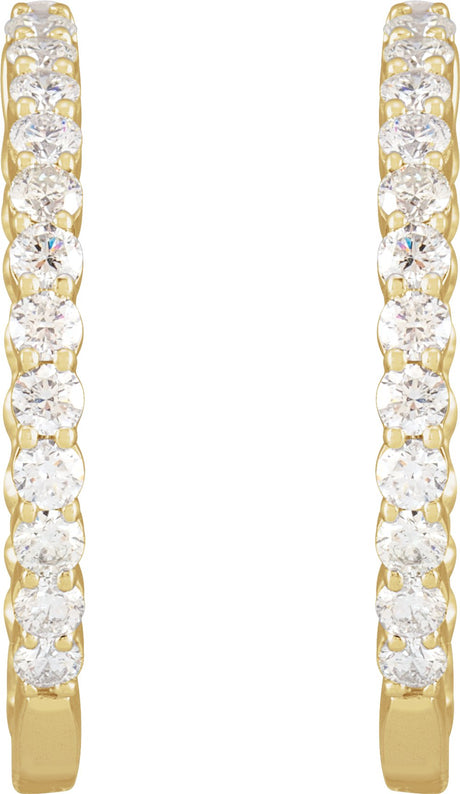 14K Yellow 3 CTW Lab-Grown Diamond Inside-Outside Hinged 30 mm Hoop Earrings