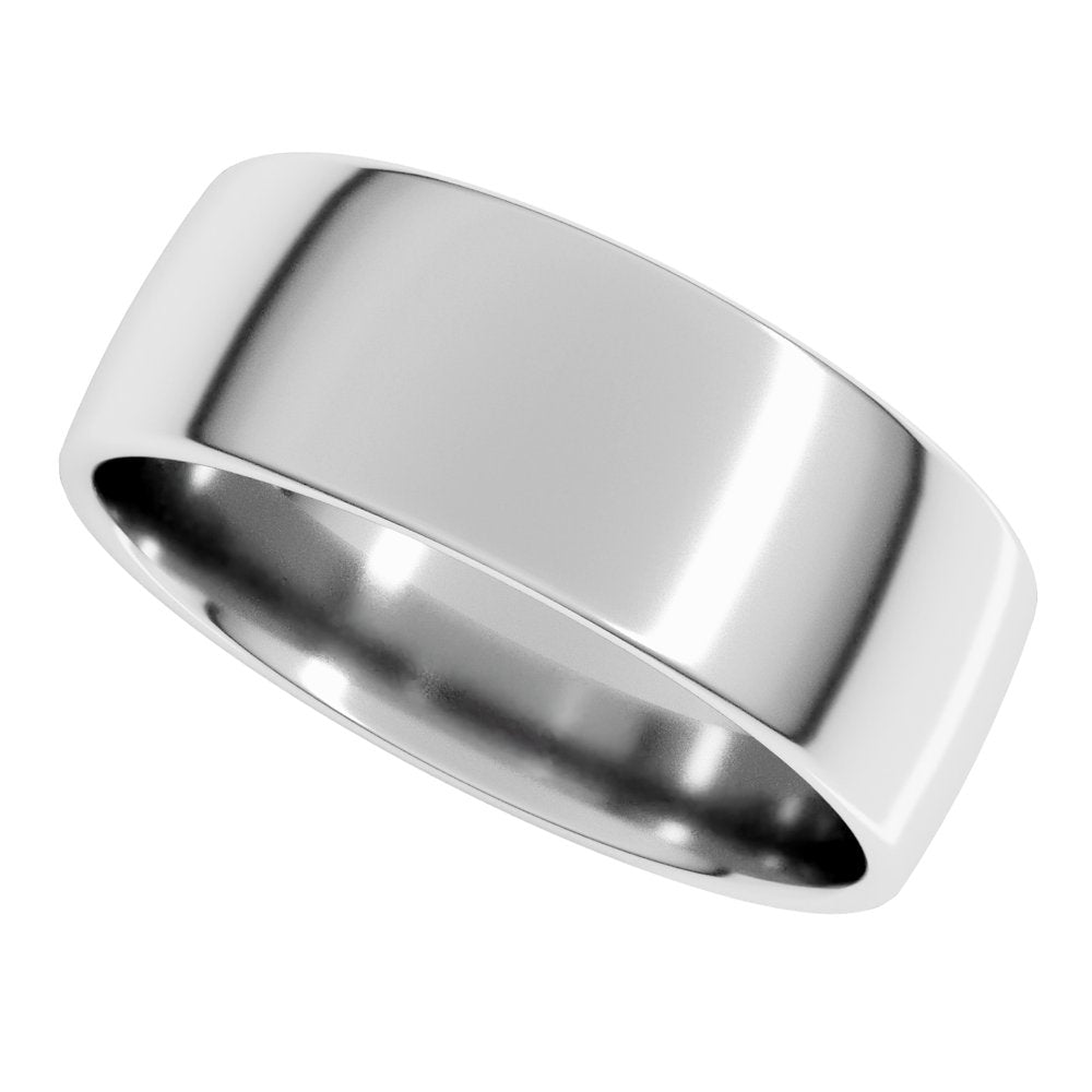 14K White Gold 8 mm Lightweight Comfort-Fit European-Style Band Size 7.5