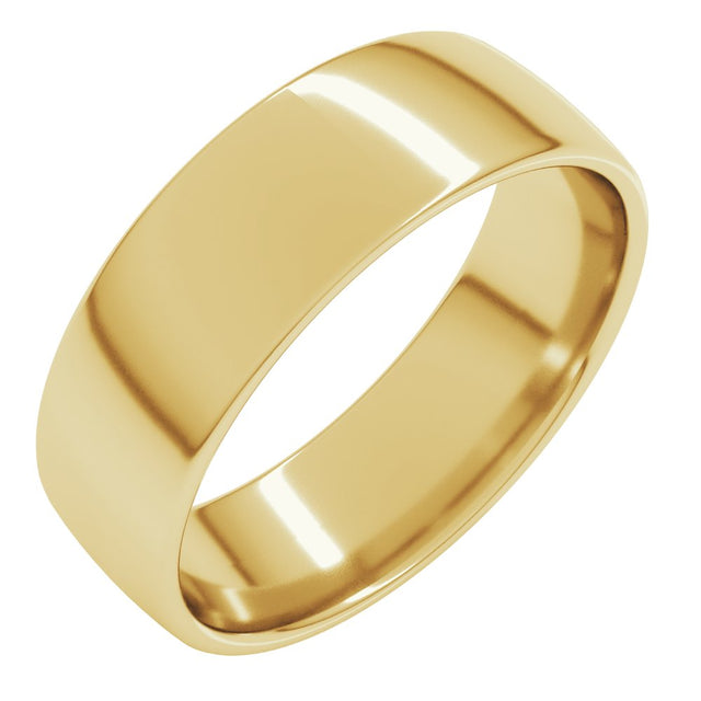 14K Yellow 7 mm Comfort-Fit Lightweight European-Style Band Size 6.5