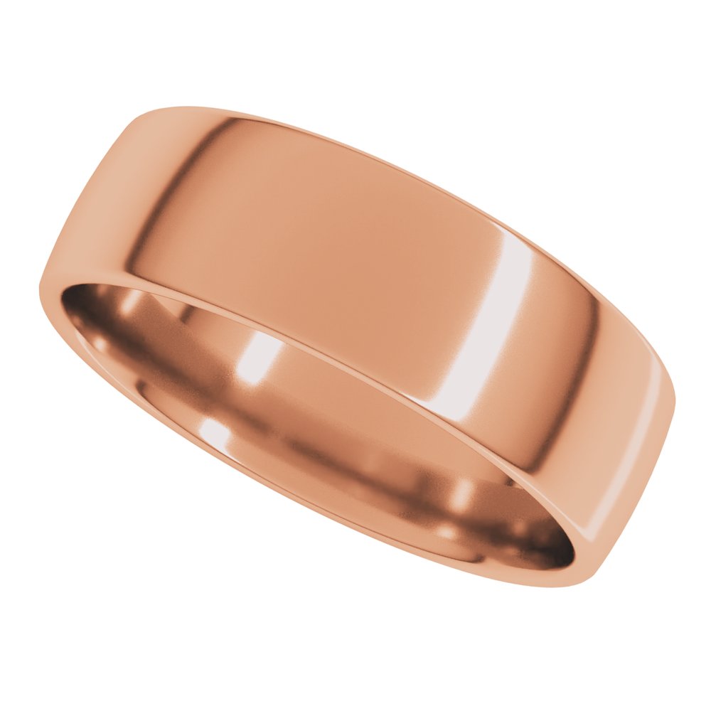 14K Rose 7 mm Lightweight Comfort-Fit European-Style Band Size 7