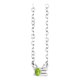 14K White Natural Peridot Bar 16" Necklace