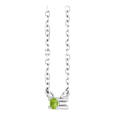 14K White Natural Peridot Bar 16" Necklace