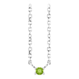 14K White Natural Peridot Bar 16" Necklace