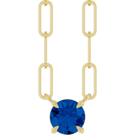 14K Yellow Lab-Grown Blue Sapphire 18" Necklace