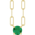 14K Yellow Gold Lab-Grown Emerald 16" Necklace