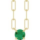 14K Yellow Gold Lab-Grown Emerald 16" Necklace