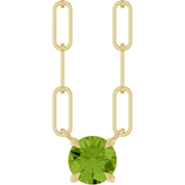 14K Yellow Natural Peridot 18" Necklace