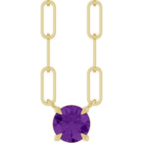 14K Yellow Gold Natural Amethyst 18" Necklace
