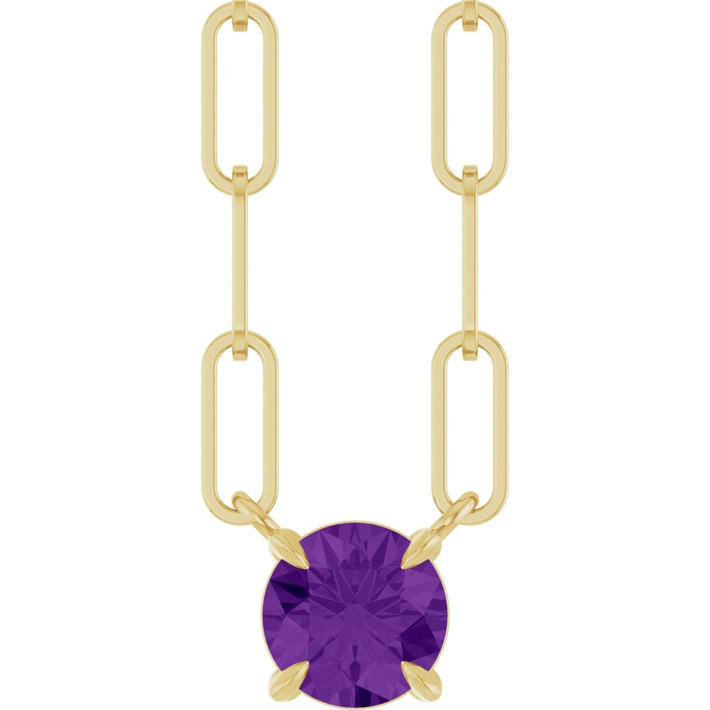 14K Yellow Gold Natural Amethyst 18" Necklace