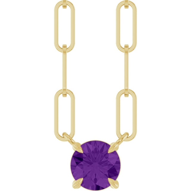 14K Yellow Gold Natural Amethyst 18" Necklace
