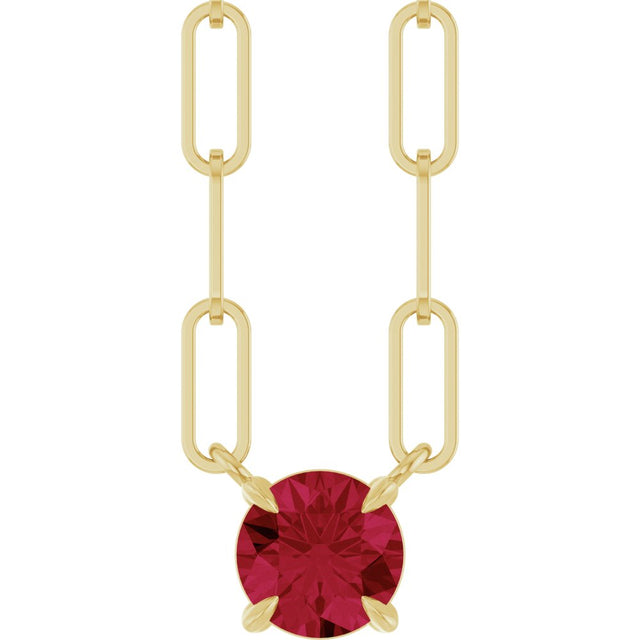 14K Yellow Gold Lab-Grown Ruby 18" Necklace