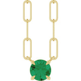 14K Yellow Lab-Grown Emerald 16" Necklace