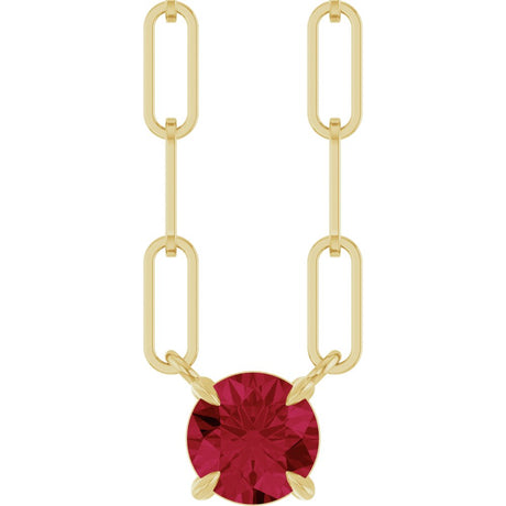 14K Yellow Lab-Grown Ruby 18" Necklace