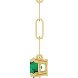 14K Yellow Gold Lab-Grown Emerald 16" Necklace