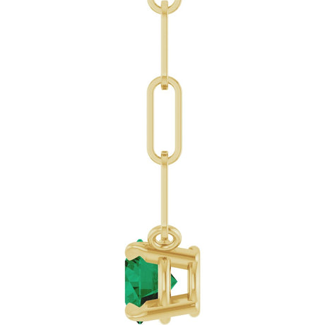 14K Yellow Gold Lab-Grown Emerald 16" Necklace