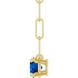 14K Yellow Lab-Grown Blue Sapphire 18" Necklace