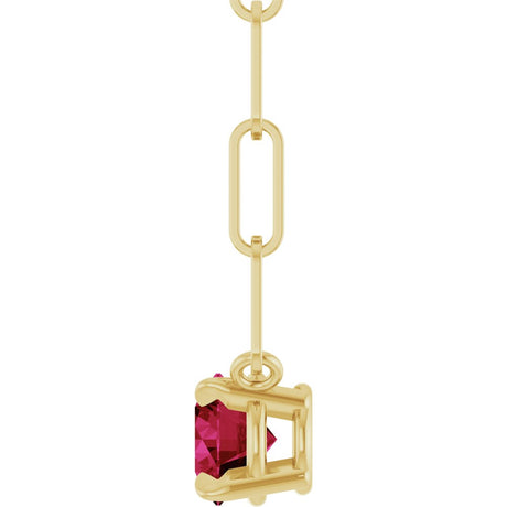14K Yellow Lab-Grown Ruby 18" Necklace