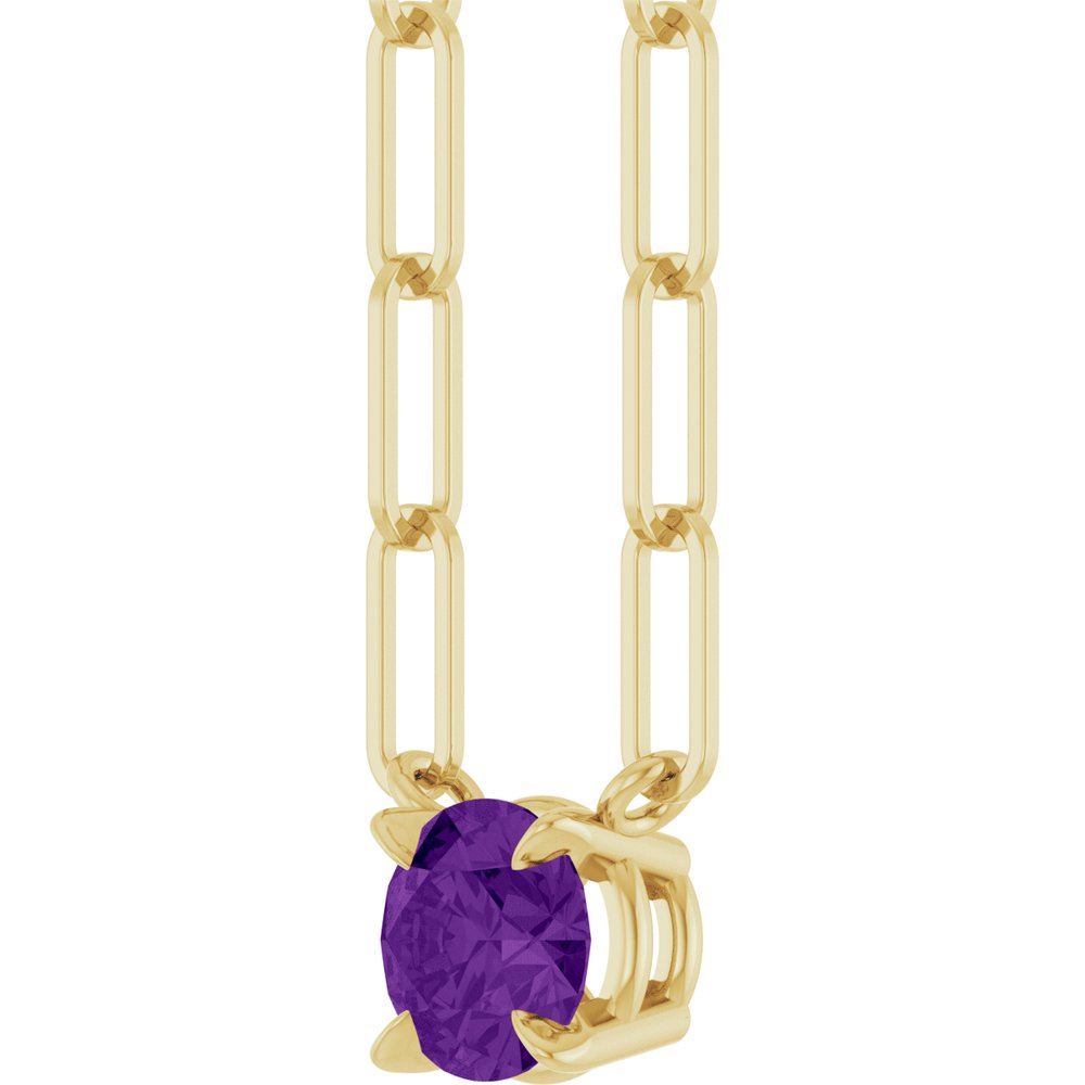 14K Yellow Gold Natural Amethyst 18" Necklace