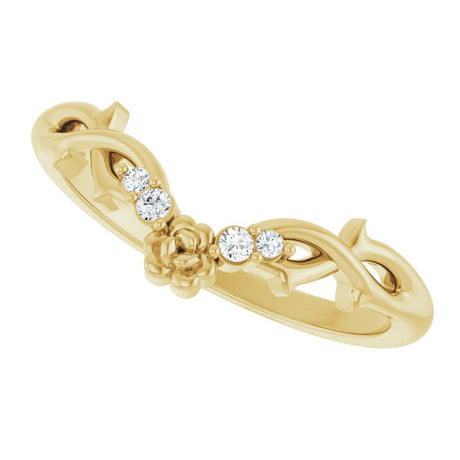 14K Yellow Gold  .04 CTW Natural Diamond Floral Contour Band