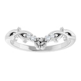 14K White Gold  .04 CTW Natural Diamond Floral Contour Band