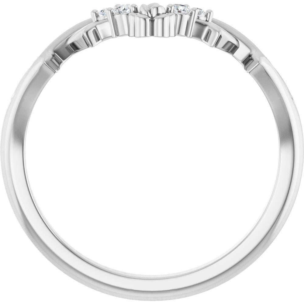 14K White Gold  .04 CTW Natural Diamond Floral Contour Band