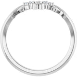 14K White Gold  .04 CTW Natural Diamond Floral Contour Band