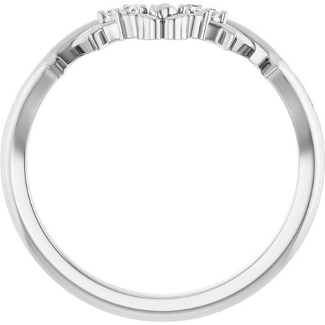 14K White Gold  .04 CTW Natural Diamond Floral Contour Band