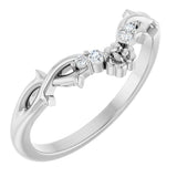 14K White Gold  .04 CTW Natural Diamond Floral Contour Band