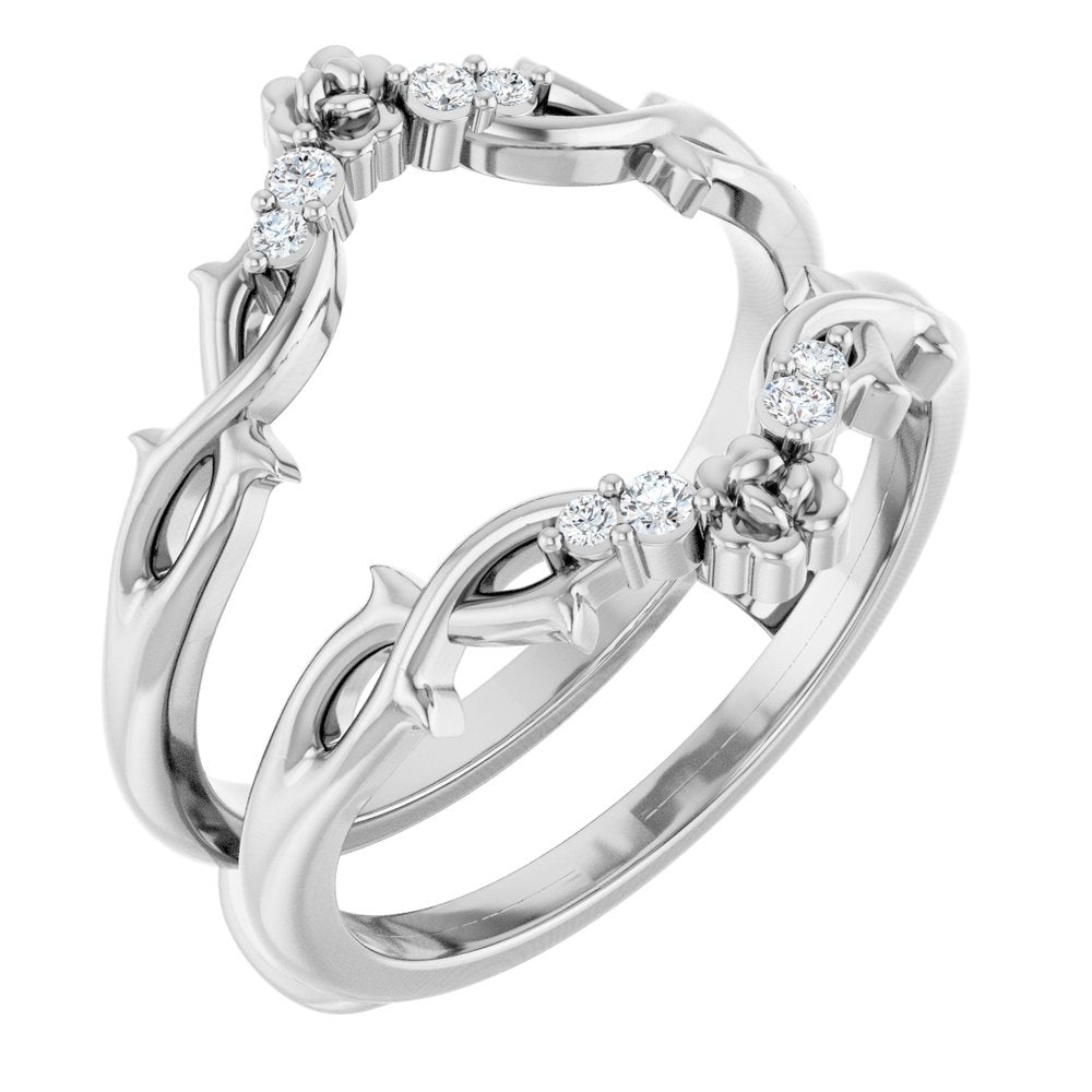 14K White .08 CTW Natural Diamond Ring Guard