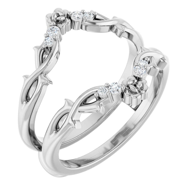 14K White .08 CTW Natural Diamond Ring Guard