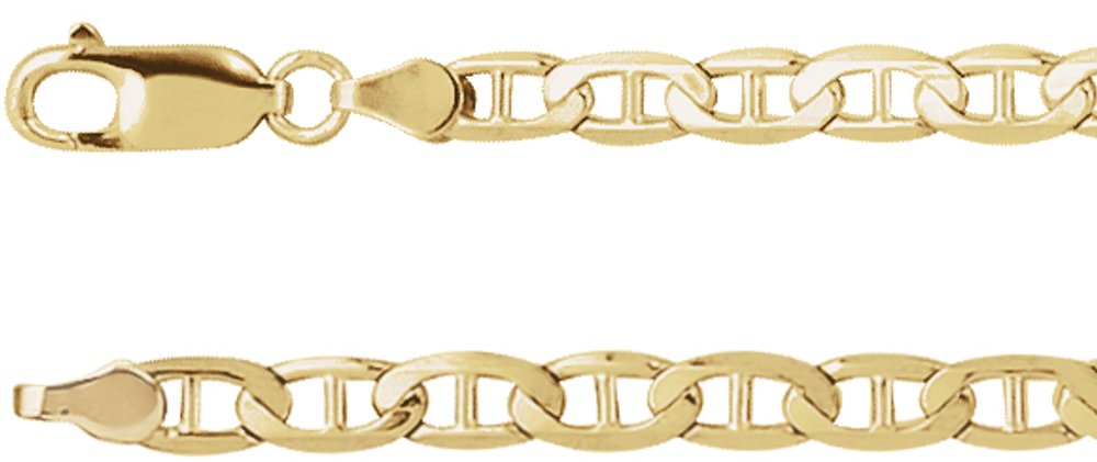 14K Yellow Gold 4.5 mm Curbed Anchor 24" Chain