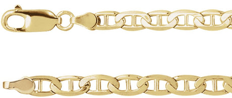 14K Yellow Gold 4.5 mm Curbed Anchor 24" Chain