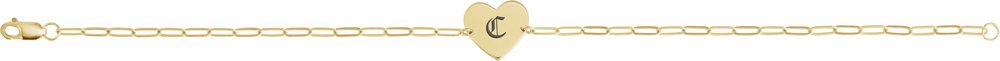 14K Yellow Gold Engravable Heart 7" Bracelet
