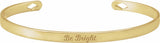 14K Yellow Gold Engravable Pierced Diamond Cuff 7" Bracelet