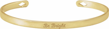 14K Yellow Gold Engravable Pierced Diamond Cuff 7" Bracelet