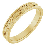 14K Yellow Gold 3 mm Floral Flat Band Size 7 