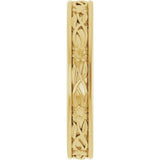 14K Yellow Gold 3 mm Floral Flat Band Size 7 