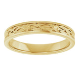 14K Yellow Gold 3 mm Floral Flat Band Size 7 