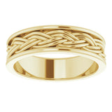 14K Yellow Gold 6.5 mm Woven-Design Comfort-Fit Flat Band Size 11