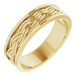 14K Yellow Gold 6.5 mm Woven-Design Comfort-Fit Flat Band Size 11