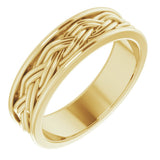 14K Yellow Gold 6.5 mm Woven-Design Comfort-Fit Flat Band Size 11