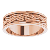 14K Rose Gold 4.45 mm Woven-Design Comfort-Fit Flat Band Size 9