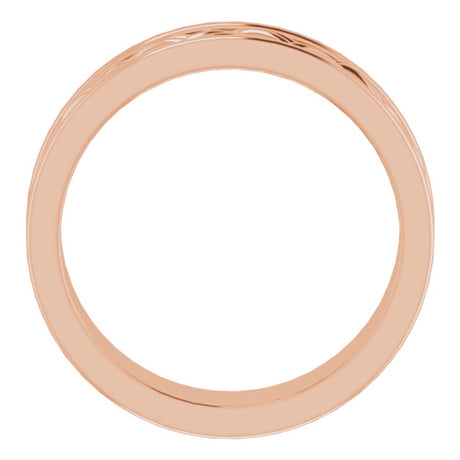 14K Rose 4.45 mm Woven-Design Comfort-Fit Flat Band Size 9