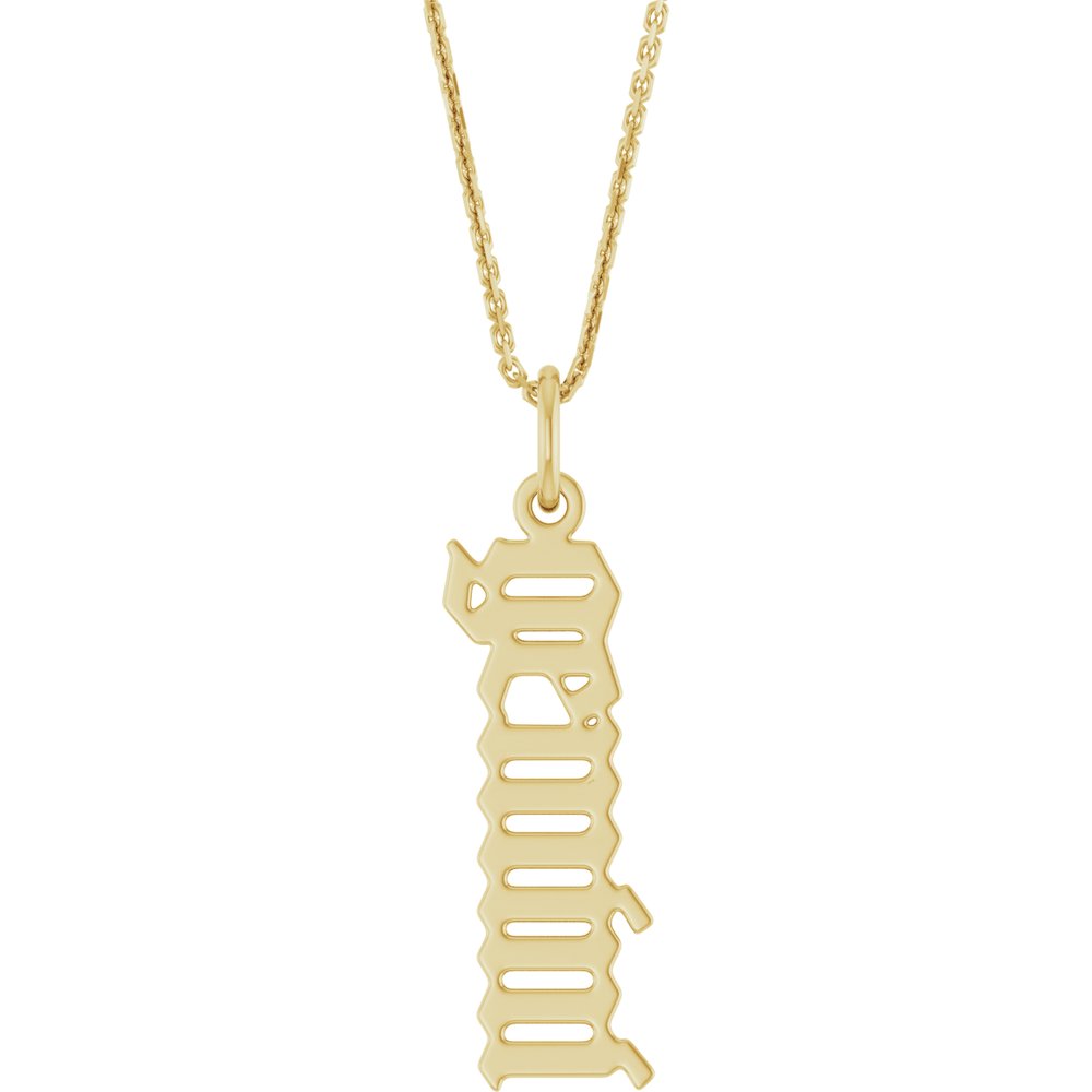 14K Yellow Gold Gothic Gemini 18" Necklace
