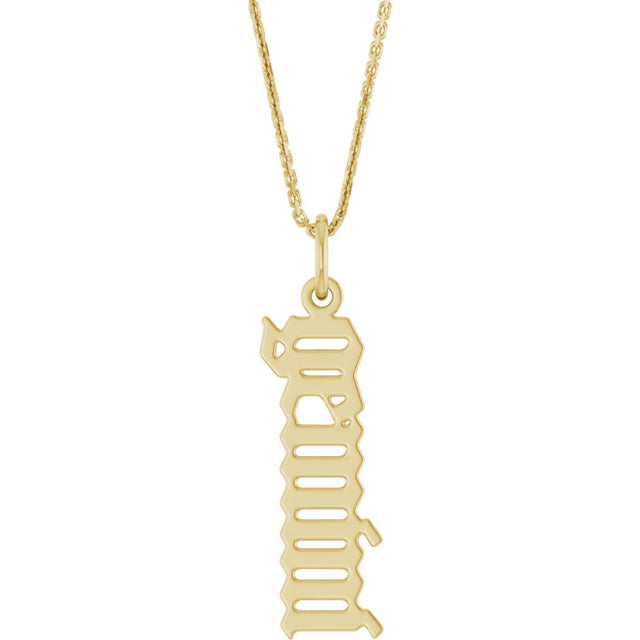 14K Yellow Gold Gothic Gemini 18" Necklace